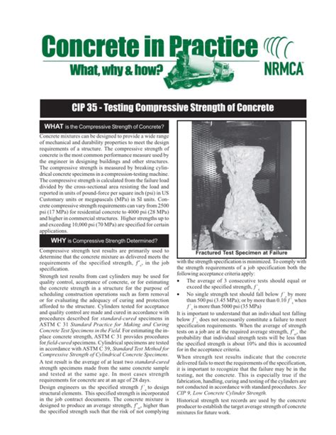 cip 35 testing compressive strength of concrete nrmca.comnrmca.com|Concrete In Practice (CIP) .